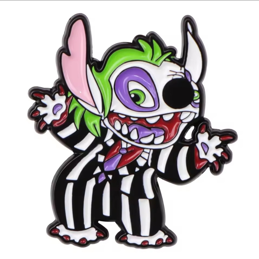 BOGO Bundle for the discount! Beetlejuice Stitch Pin Lapel, Lanyard, Bookbag